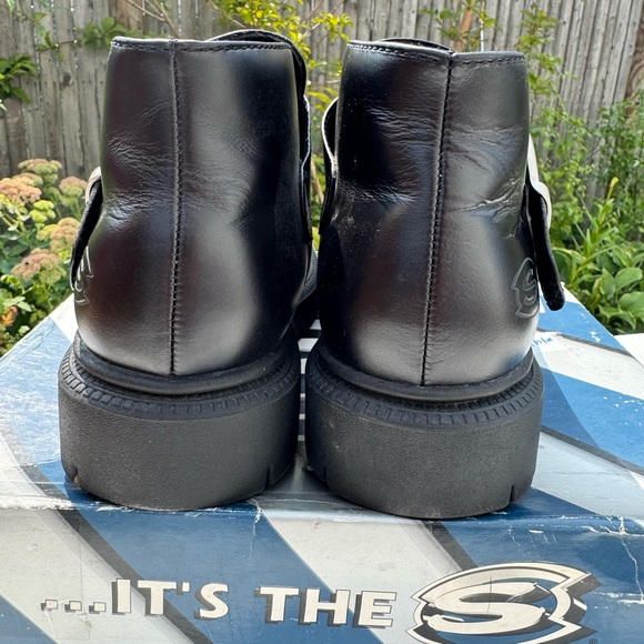 Vtg Sketchers platform ankle boots black leather Y2K 90’s 9.5 men’s - Picture 7 of 8